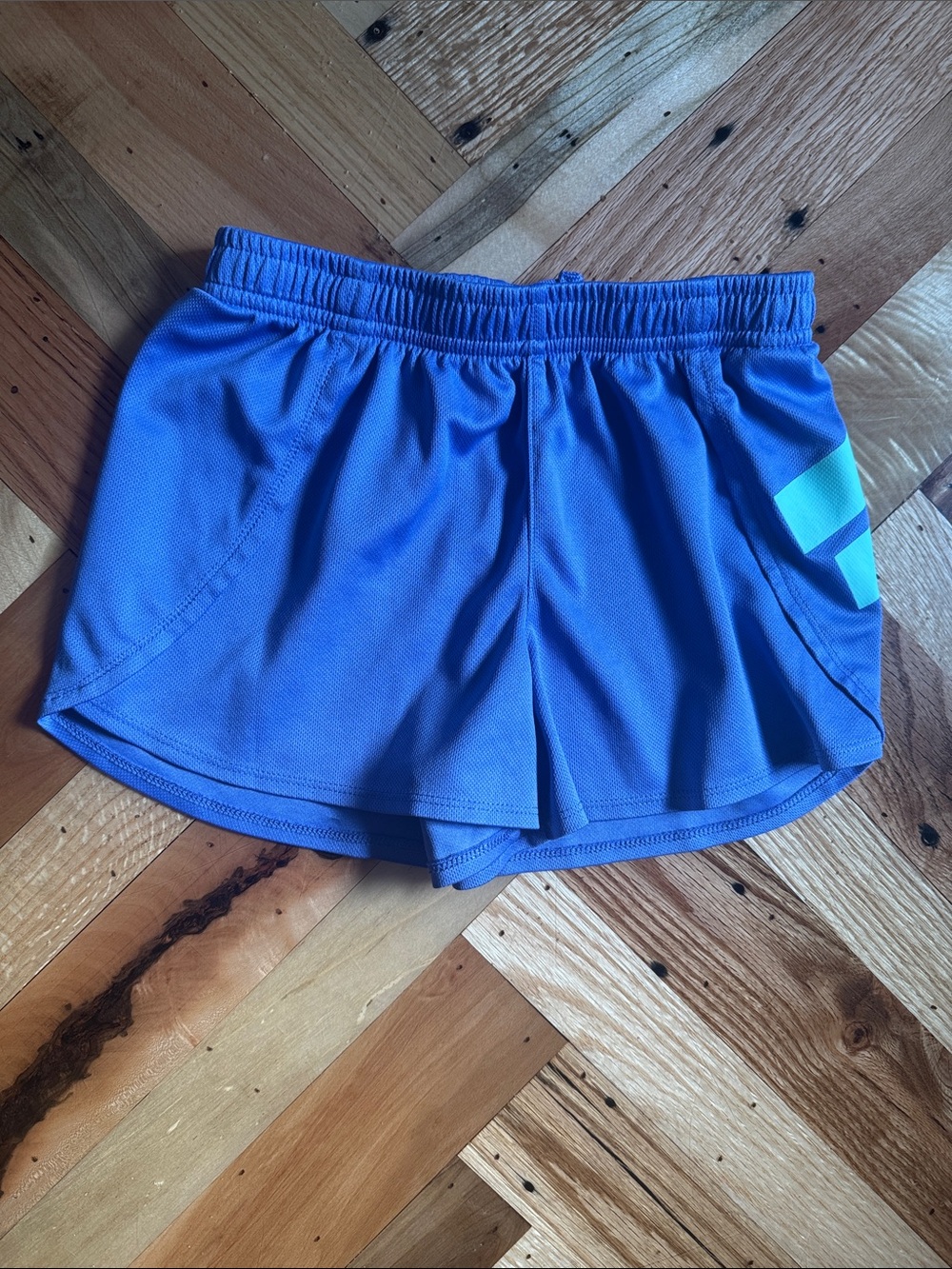 adidas Girls Bright Blue Athletic Shorts with Teal Logo